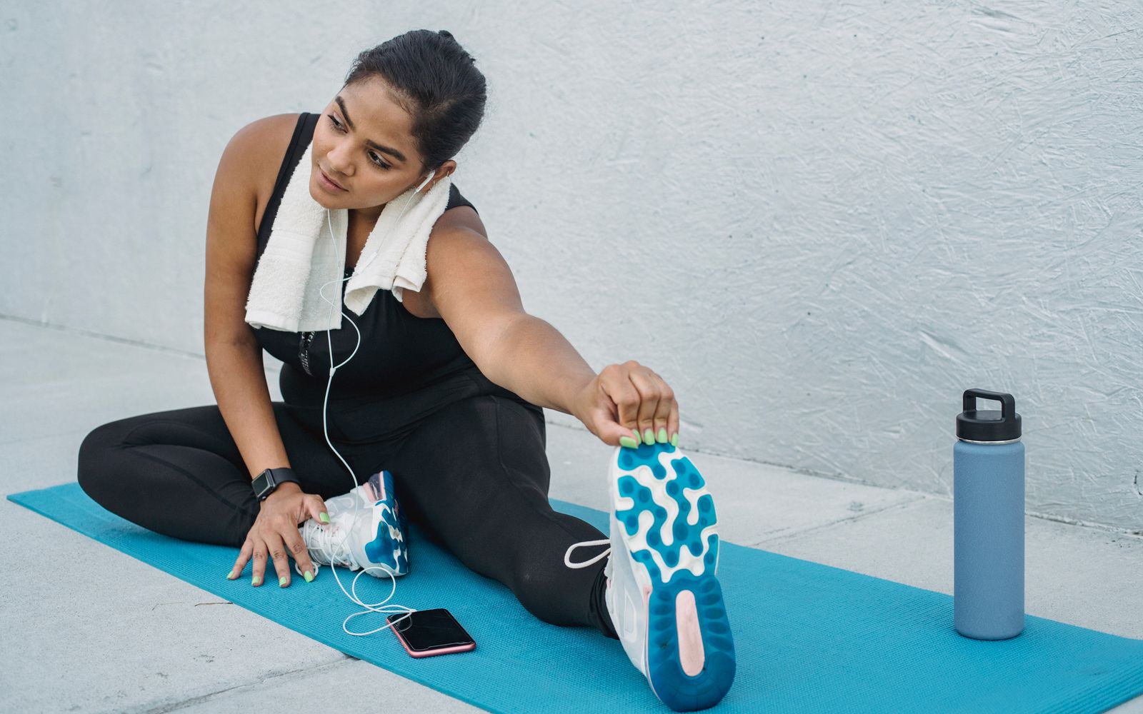 Person gently returning to movement after a rest period